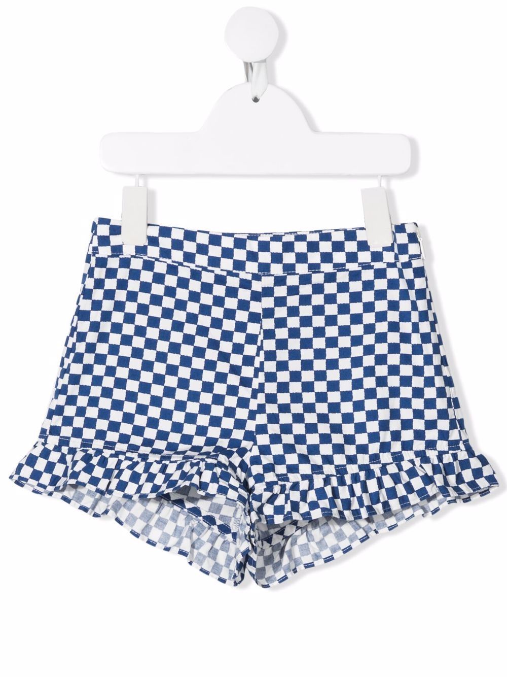 Stella McCartney Kids 斯特拉·麦卡特尼 格纹荷叶边短裤 - 蓝色