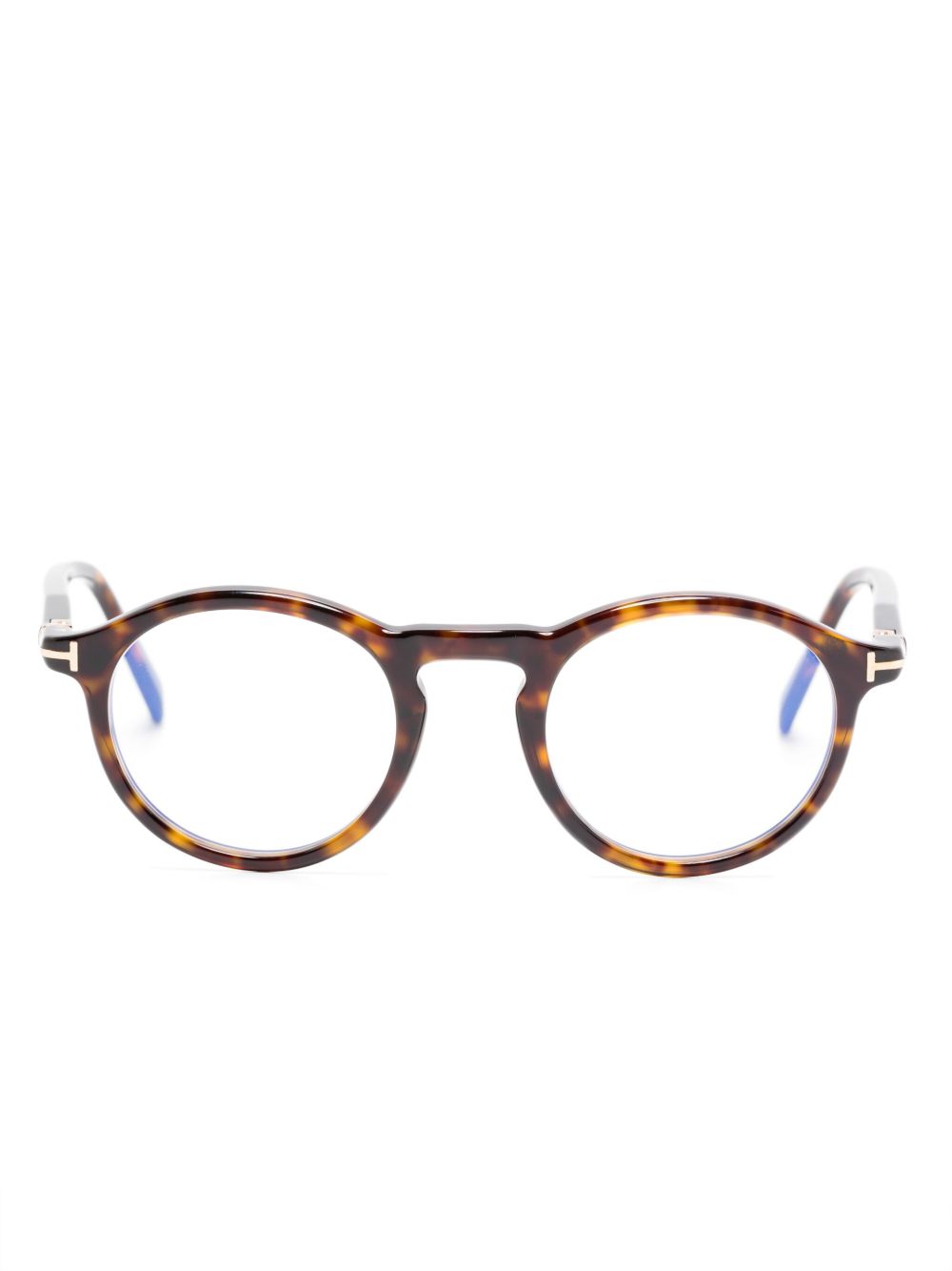 TOM FORD Eyewear 圆框眼镜 - 褐色
