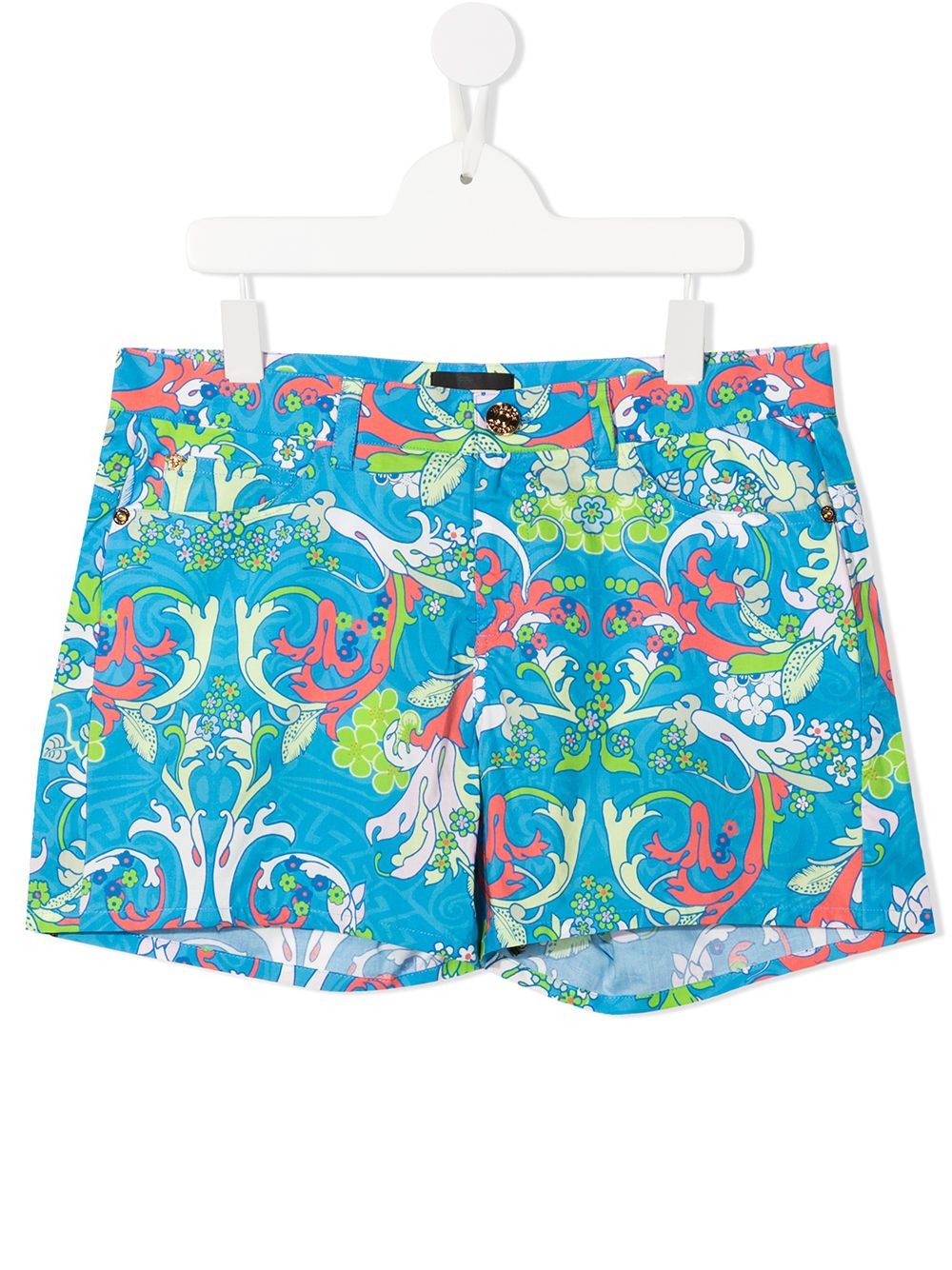 Versace Kids 范思哲 巴洛克图案印花短裤 - 蓝色