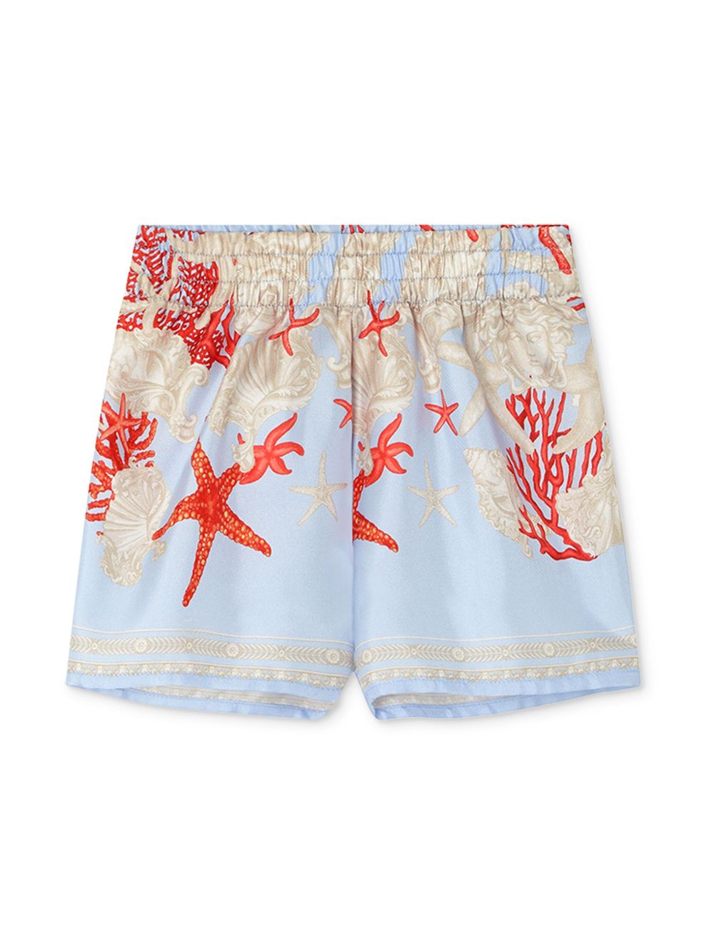 Versace Kids Barocco Sea 真丝短裤 - 蓝色
