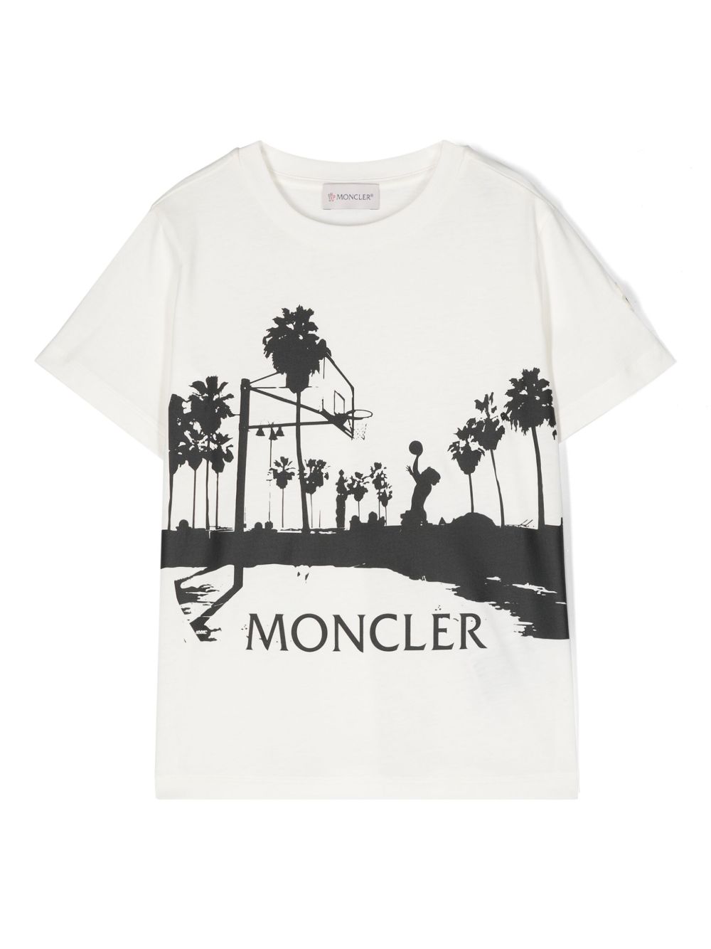 Moncler Enfant 图案印花棉T恤 - 白色