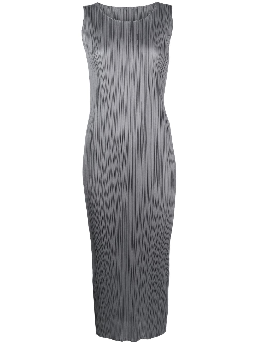 Pleats Please Issey Miyake 无袖百褶中长连衣裙 - 灰色