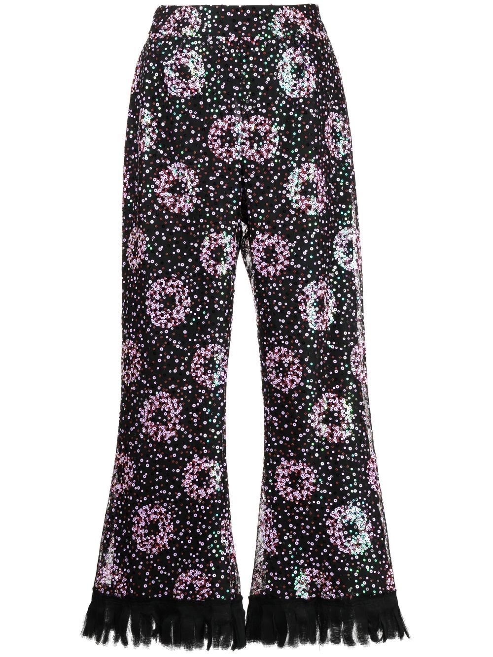 Anna Sui 亮片缀饰露踝裤 - 黑色