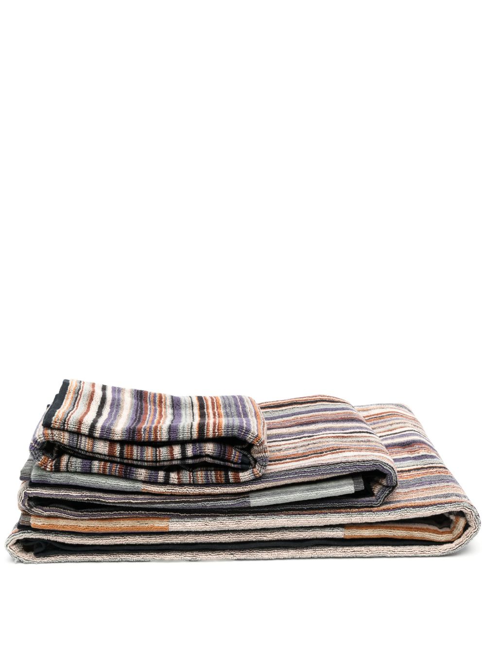 Missoni Home 条纹棉浴巾 - 褐色