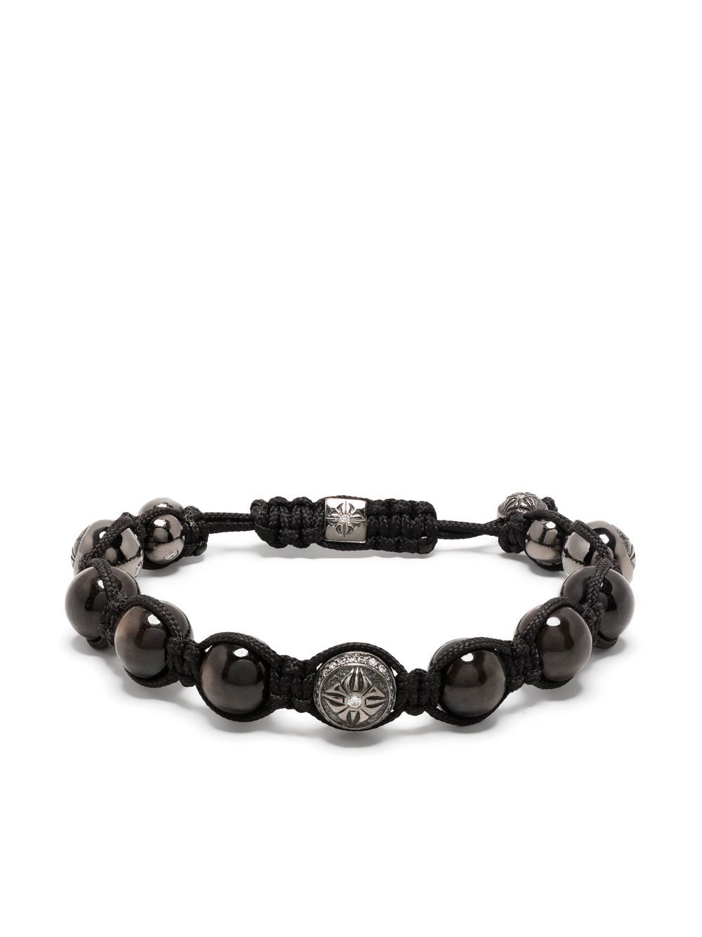 Shamballa Jewels 串珠细节麻辫手链 - 黑色