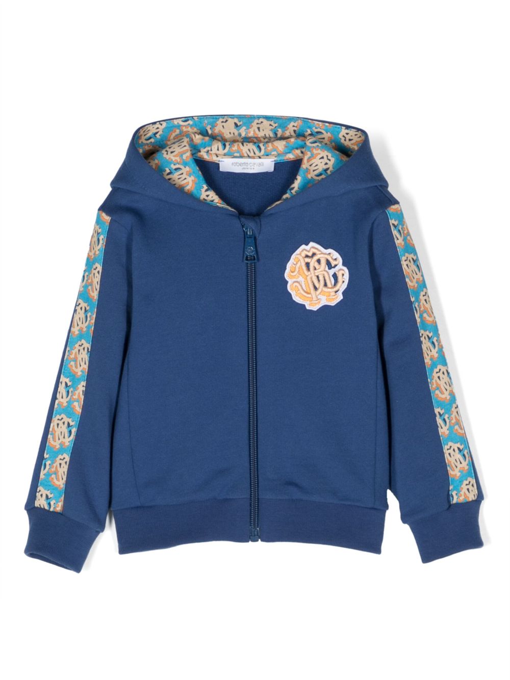 Roberto Cavalli Junior 标贴拉链夹克 - 蓝色