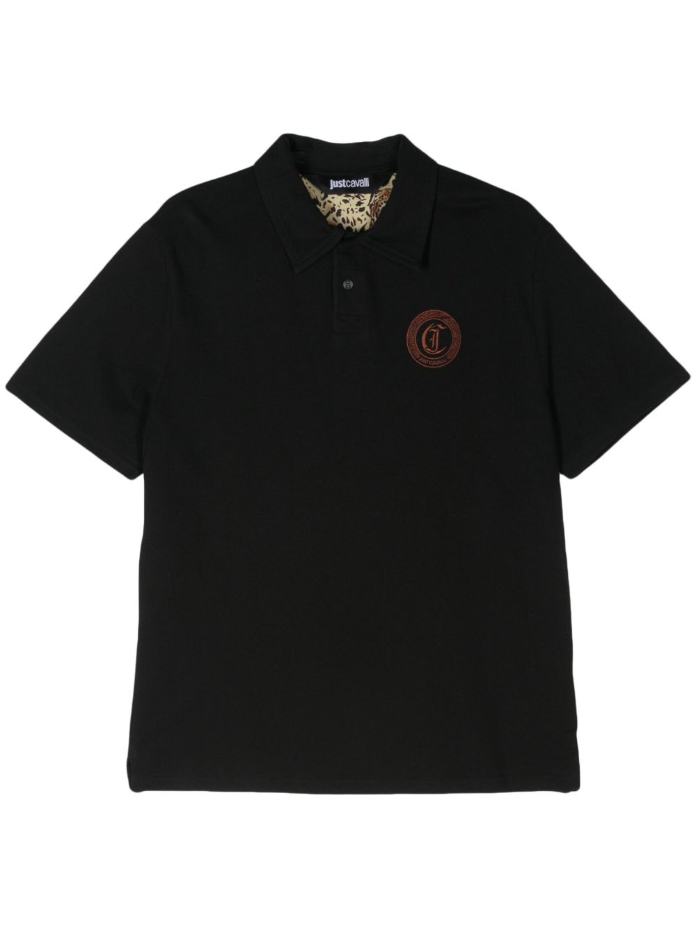 Just Cavalli logo刺绣polo衫 - 黑色
