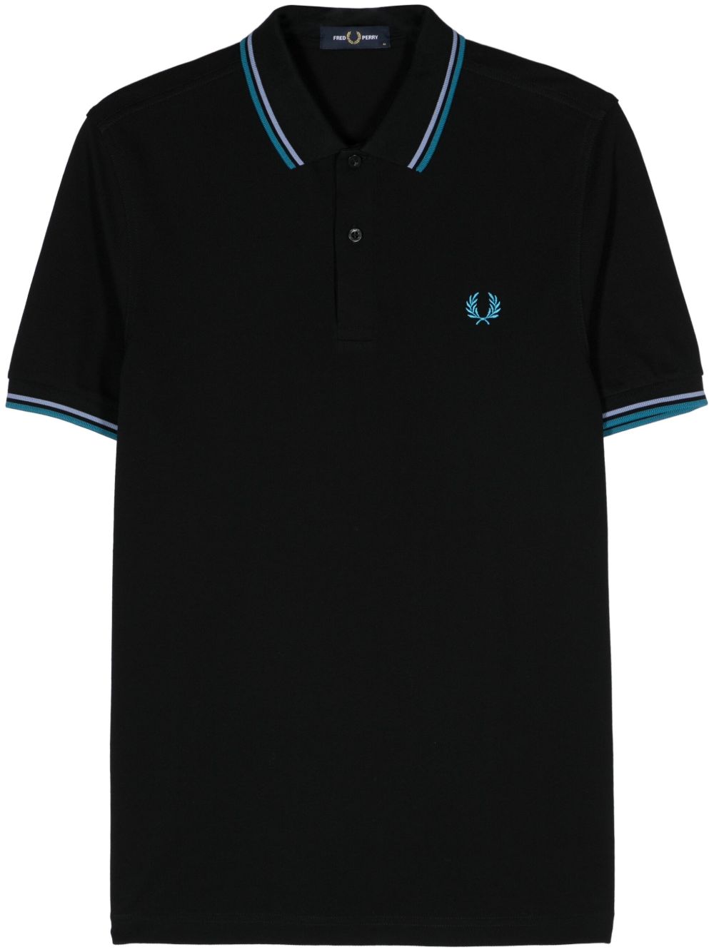 Fred Perry logo刺绣棉polo衫 - 黑色