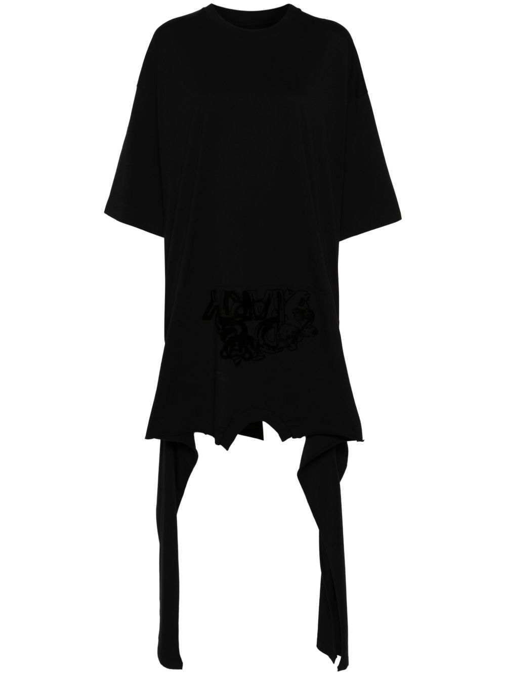 MM6 Maison Margiela 植绒logo中长连衣裙 - 黑色