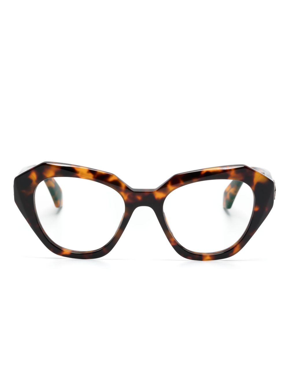 Off-White Eyewear 玳瑁纹效果蝴蝶形镜框眼镜 - 褐色