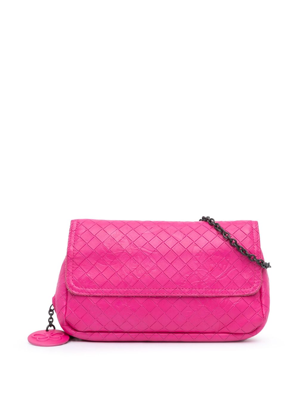 Bottega Veneta Pre-Owned Intrecciomirage Butterfly Chain Flap 皮质斜挎包（2012-2024年典藏款） - 粉色