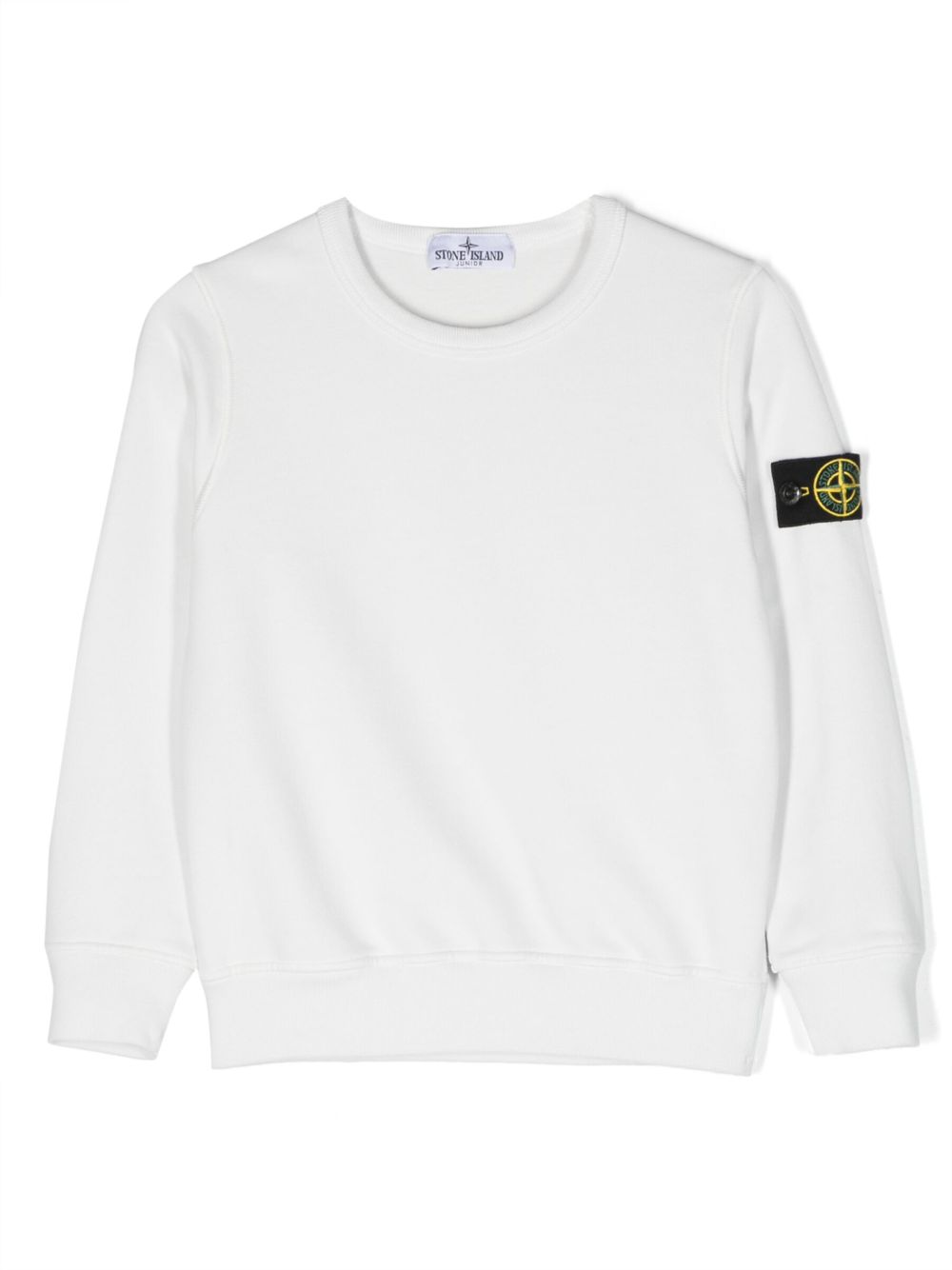 Stone Island Junior 罗盘贴花棉卫衣 - 白色