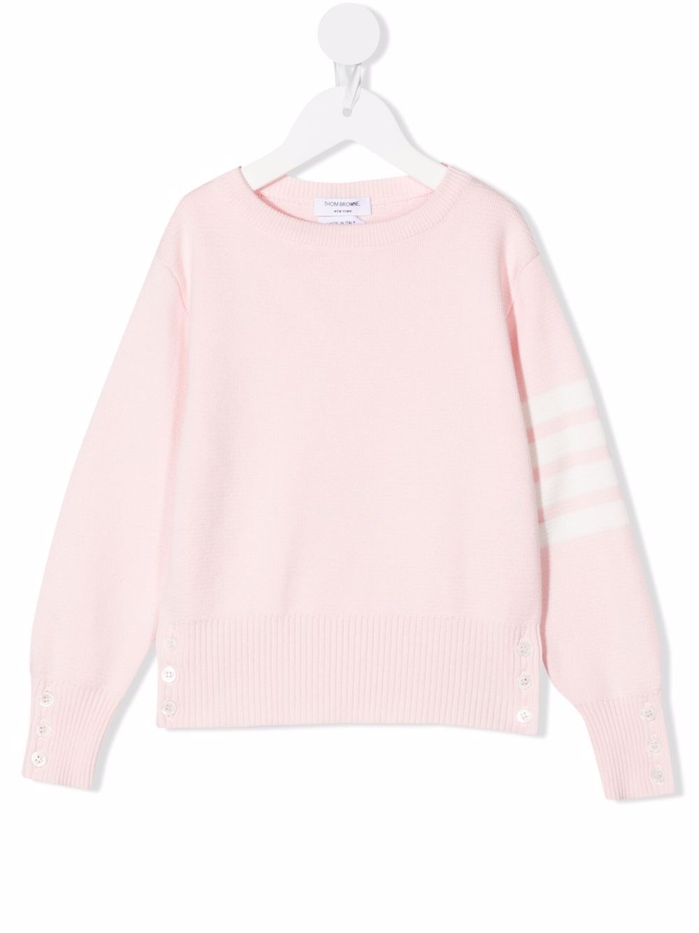 Thom Browne Kids 条纹印花圆领卫衣 - 粉色