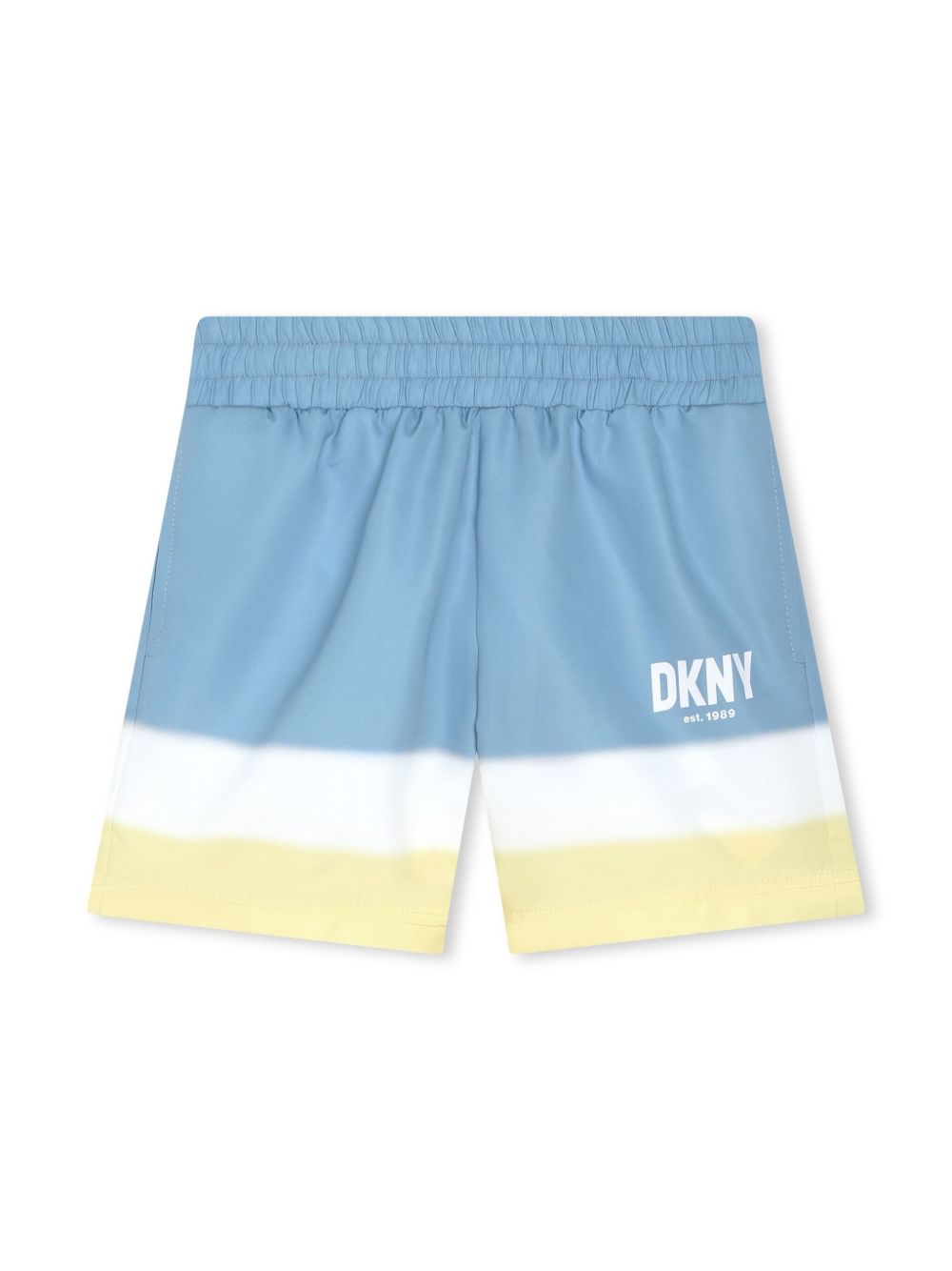 Dkny Kids logo印花条纹泳裤 - 蓝色