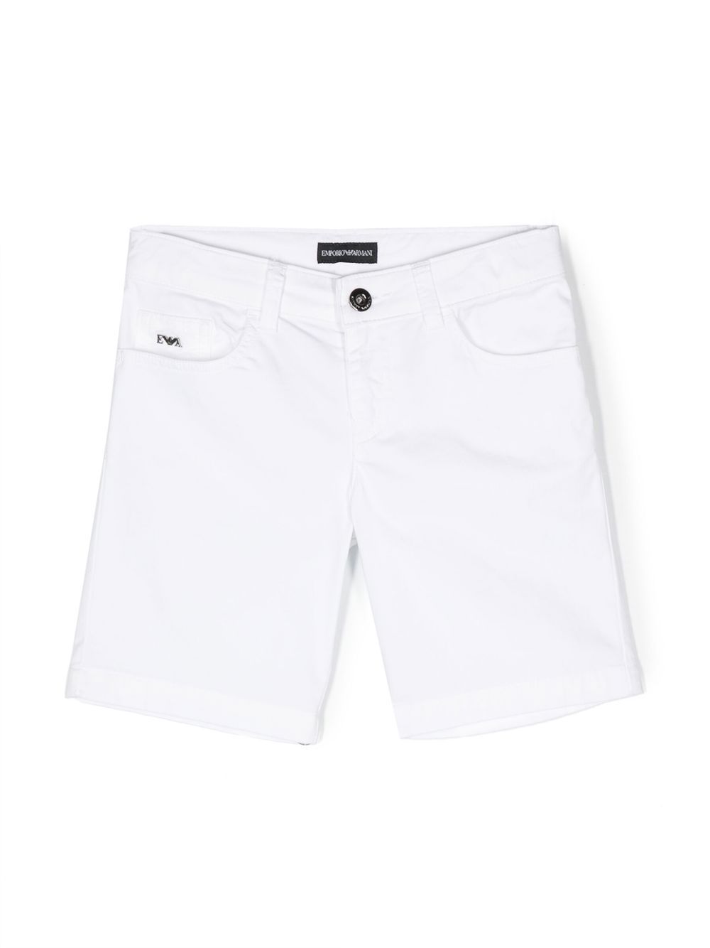 Emporio Armani Kids logo标牌五口袋短裤 - 白色