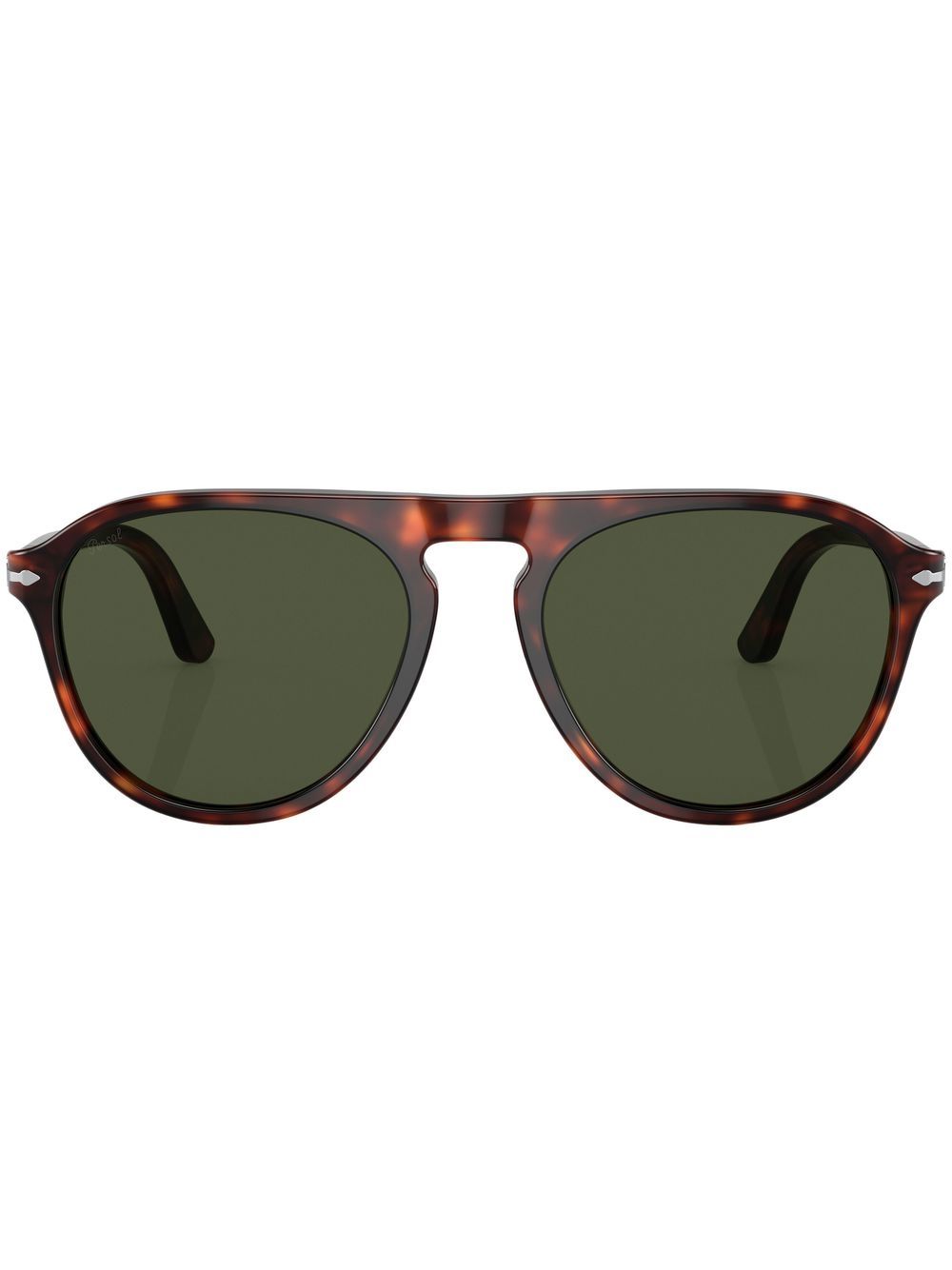 Persol 玳瑁纹圆框太阳眼镜 - 绿色