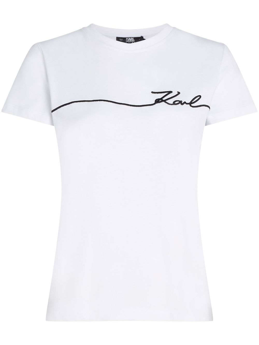 Karl Lagerfeld logo刺绣圆领T恤 - 白色