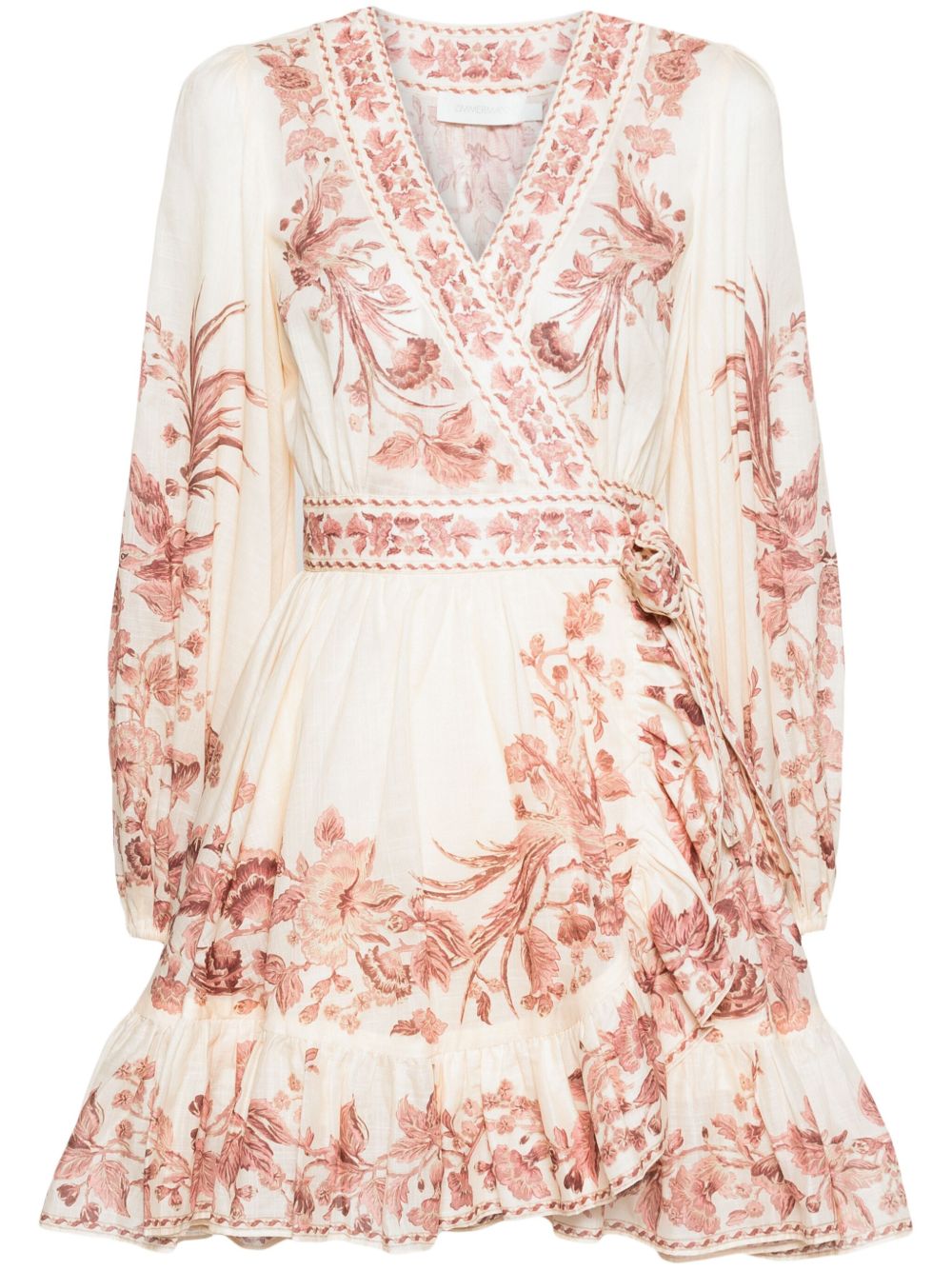 ZIMMERMANN Waverly 裹身式迷你连衣裙 - 中性色