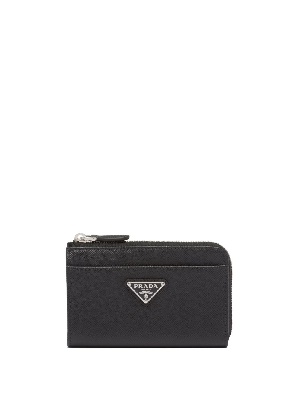 Prada 三角形logo皮质钥匙扣 - 黑色