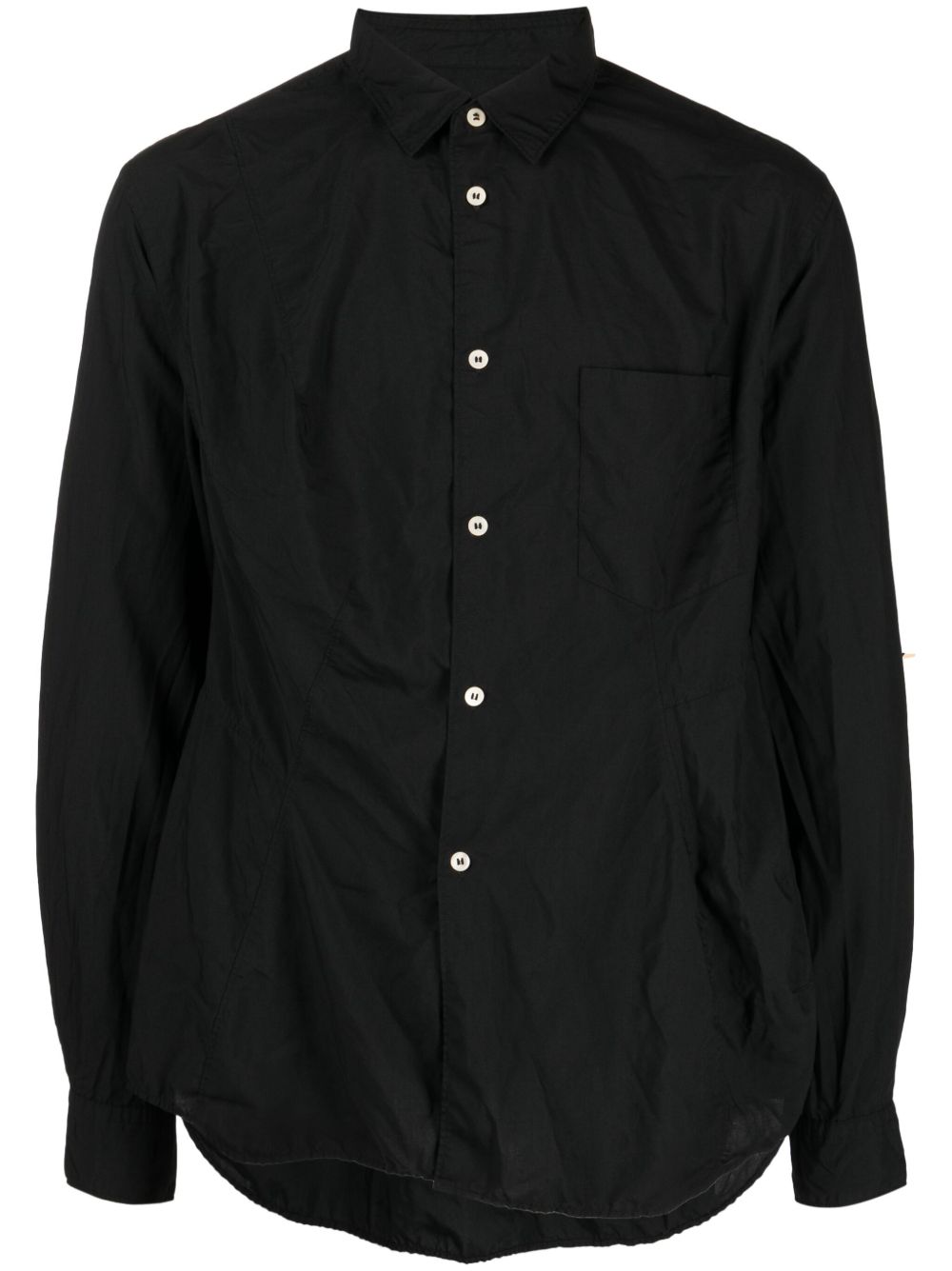 Comme des Garçons Homme Plus 宽领褶皱效果衬衫 - 黑色