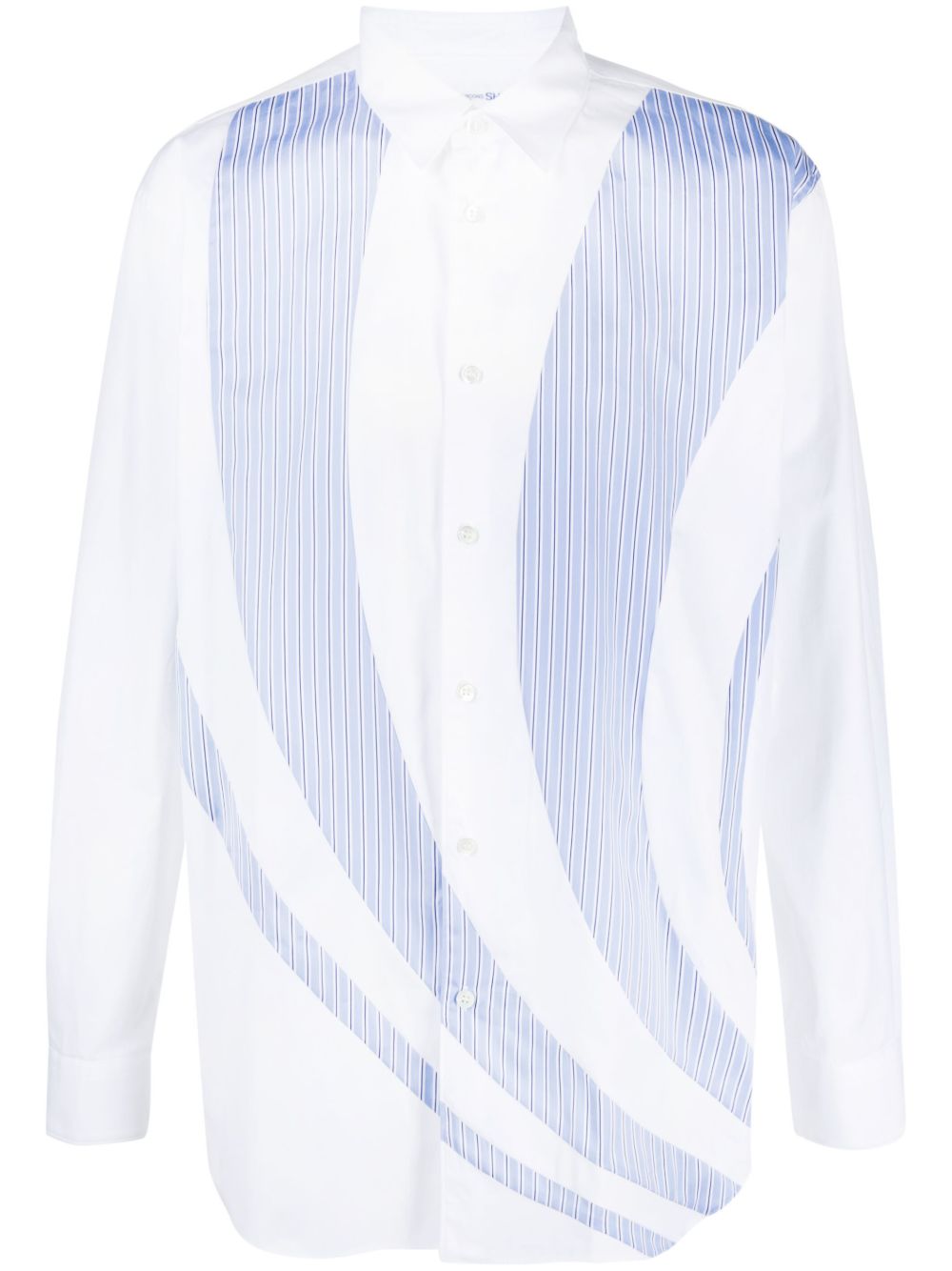 Comme Des Garçons Shirt 条纹拼接棉衬衫 - 白色