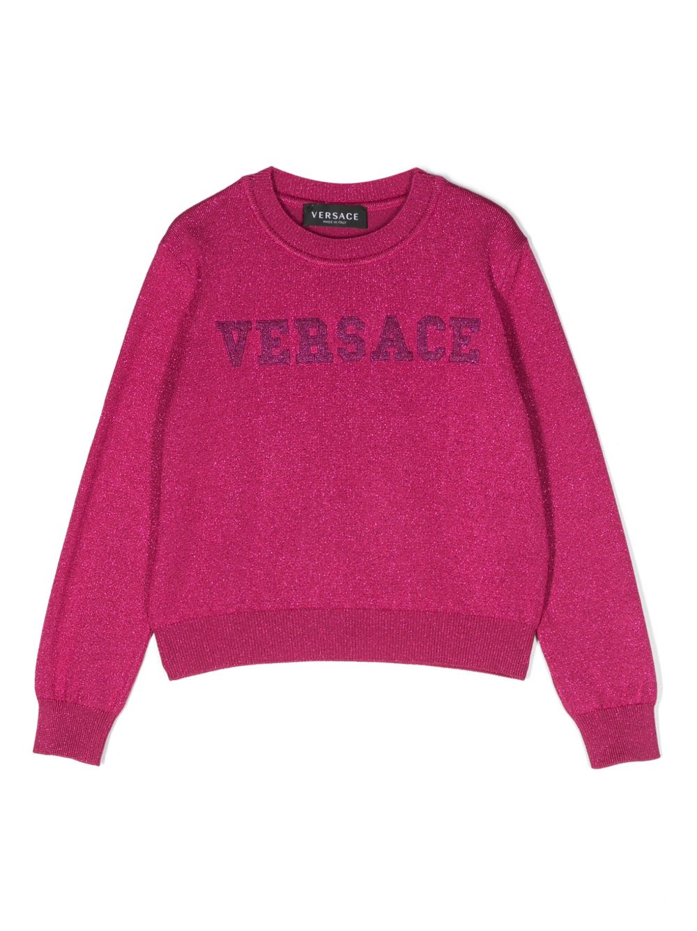 Versace Kids 贴花logo圆领毛衣 - 粉色