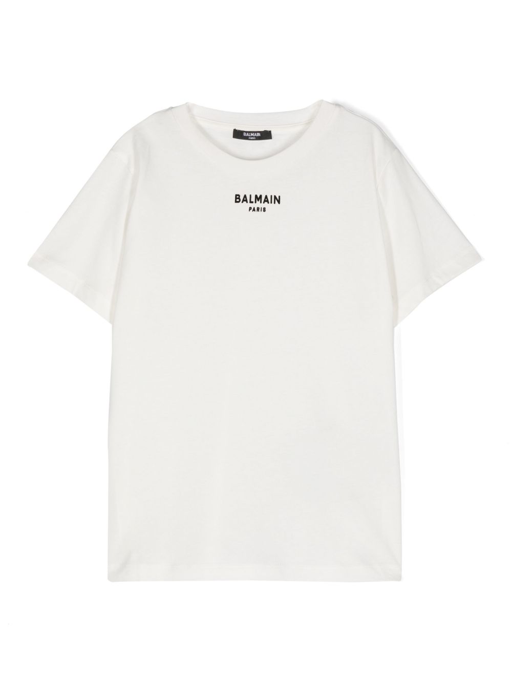 Balmain Kids logo植绒棉T恤 - 白色