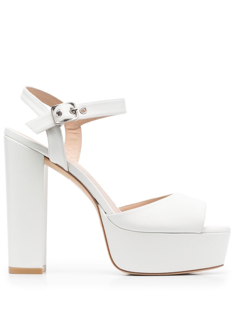Stuart Weitzman 皮质高跟厚底凉鞋 - 白色
