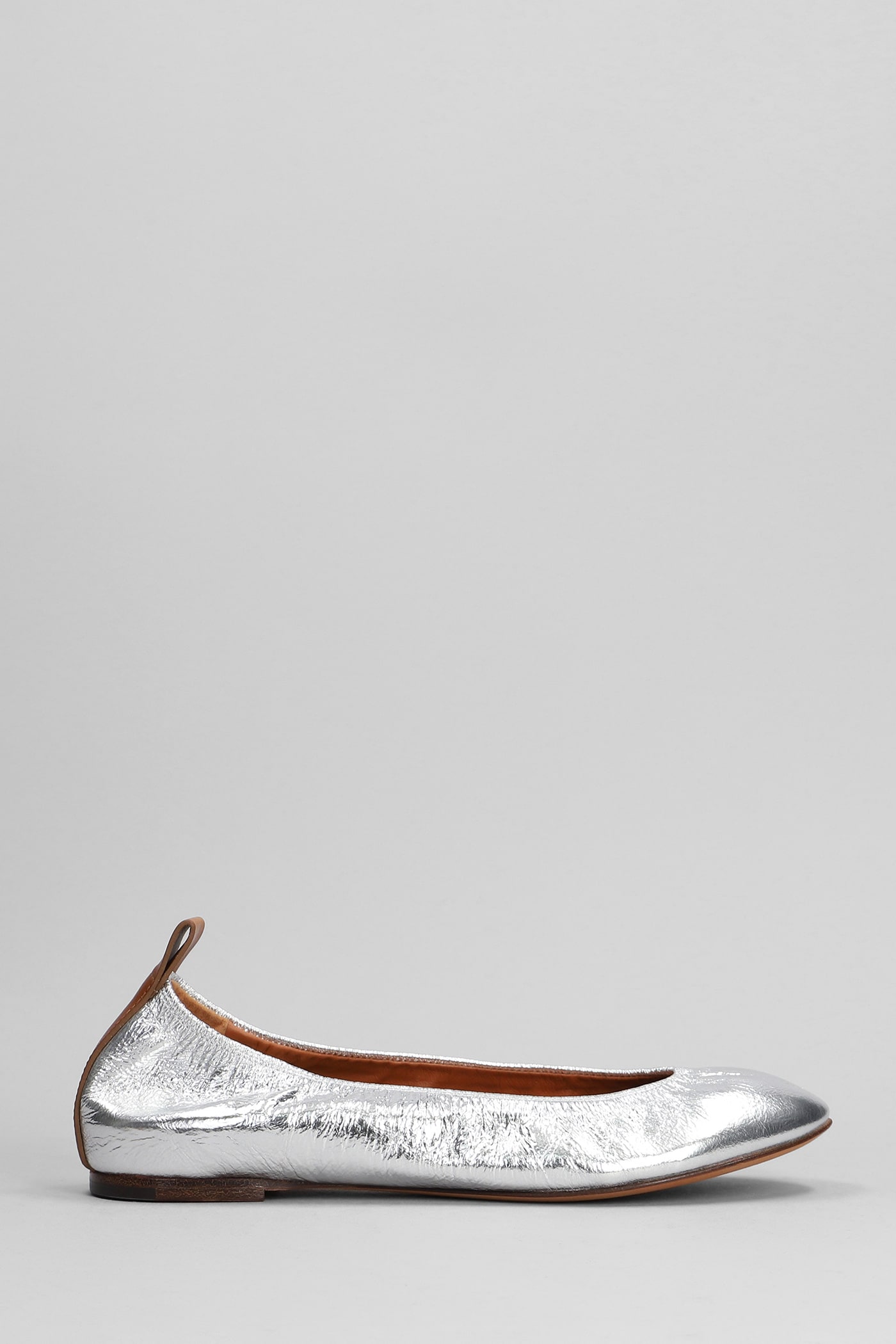 Lanvin Ballerina Ballet Flats In Silver Leather