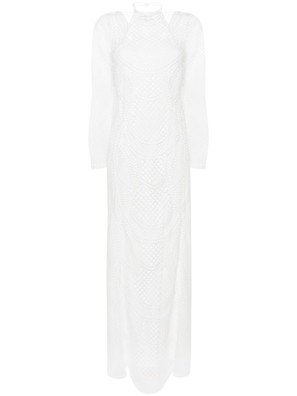 Alberta Ferretti 蕾丝超长连衣裙 - 白色