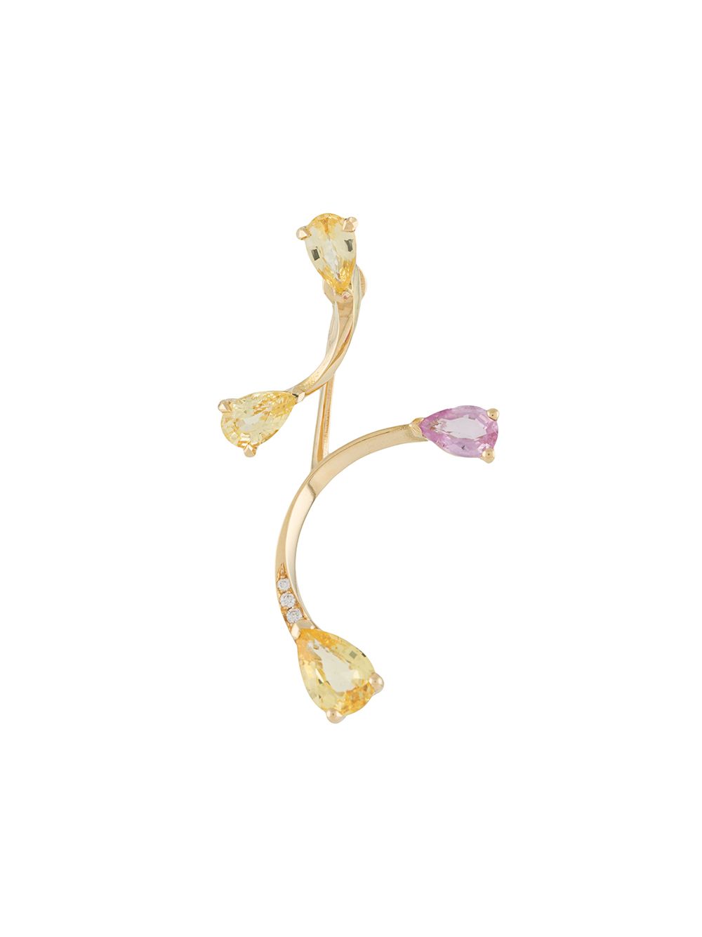 LE STER Rose More and Lemon Flare 18K黄金钻石蓝宝石耳钉 - 金色