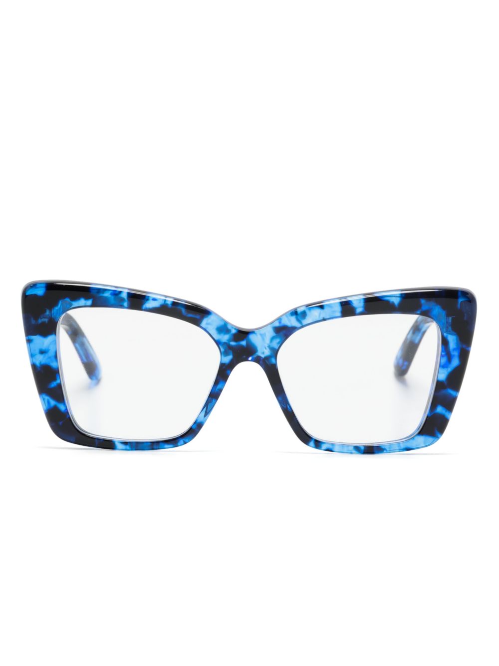 Balenciaga Eyewear 玳瑁纹猫眼框眼镜 - 蓝色