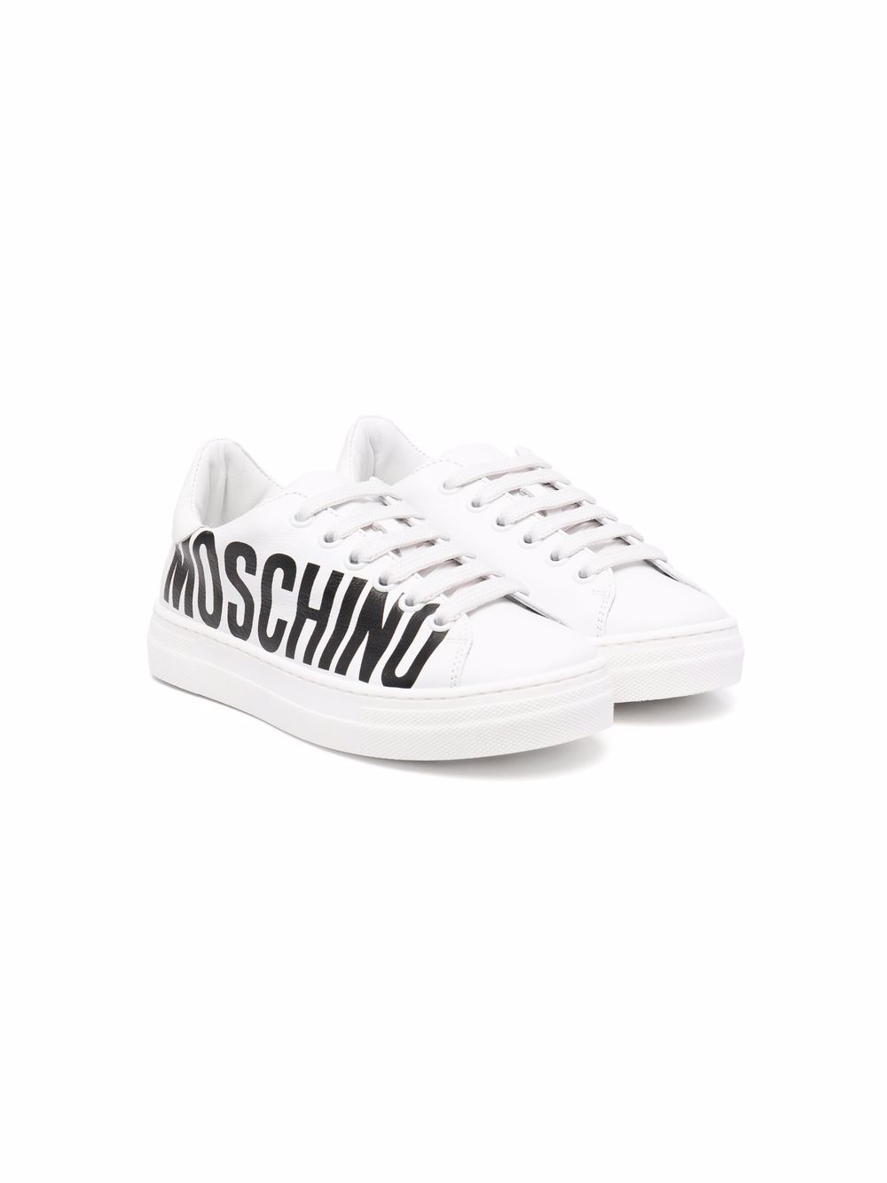 Moschino Kids 莫斯奇诺 logo印花侧饰板鞋 - 白色