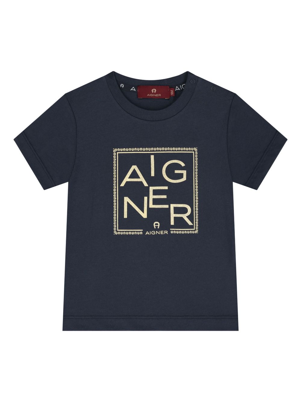 Aigner Kids logo印花T恤 - 蓝色