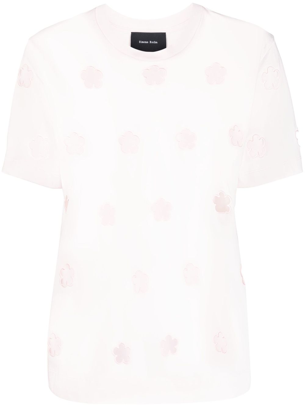 Simone Rocha 花卉镂空T恤 - 粉色