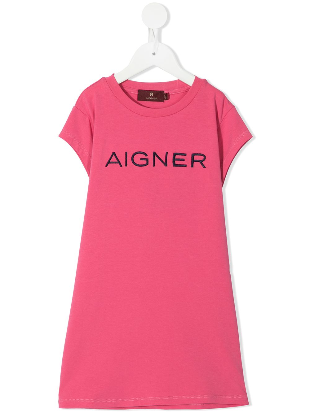 Aigner Kids logo刺绣T恤式连衣裙 - 粉色