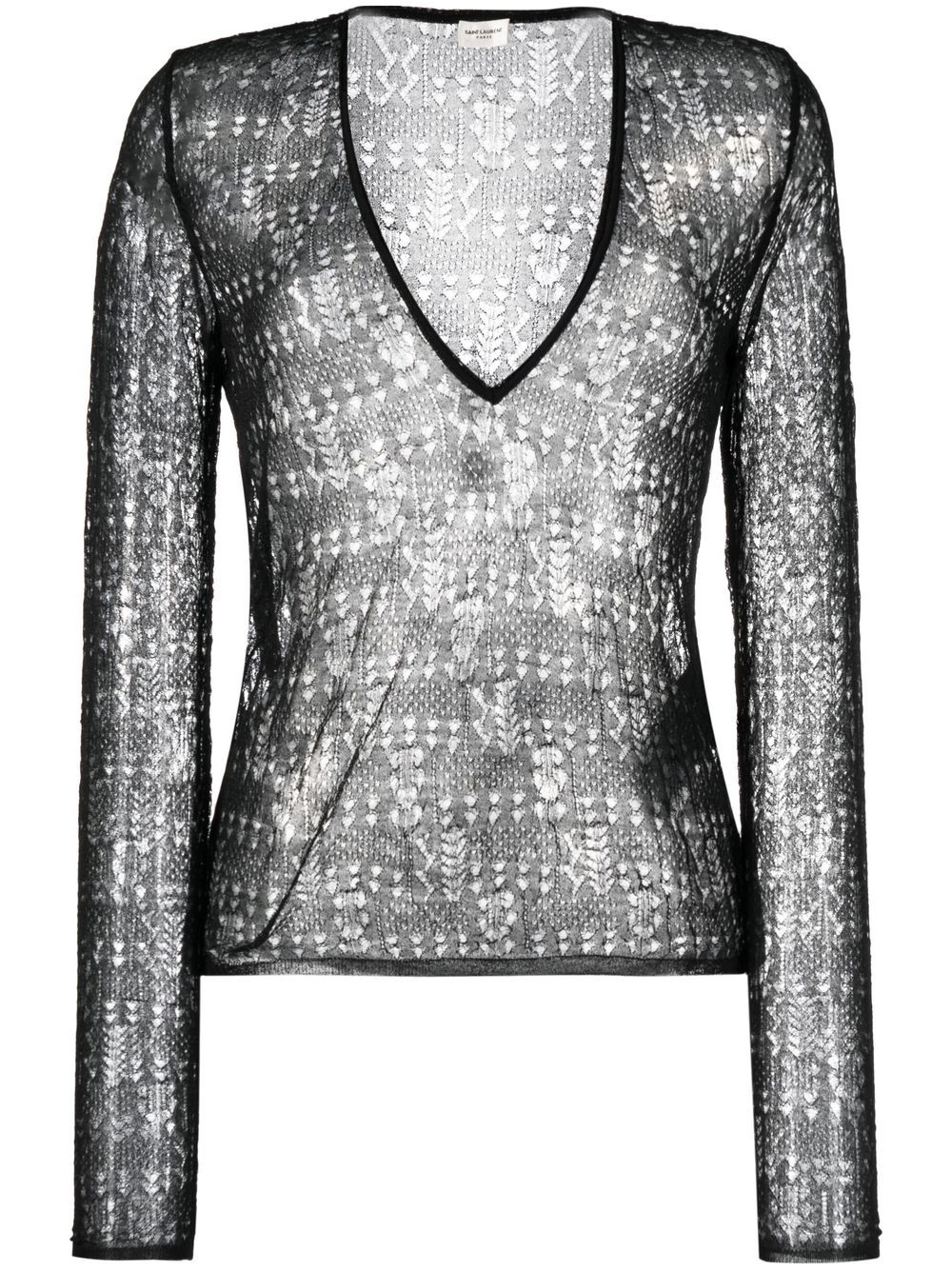Saint Laurent 镂空针织半透明上衣 - 黑色