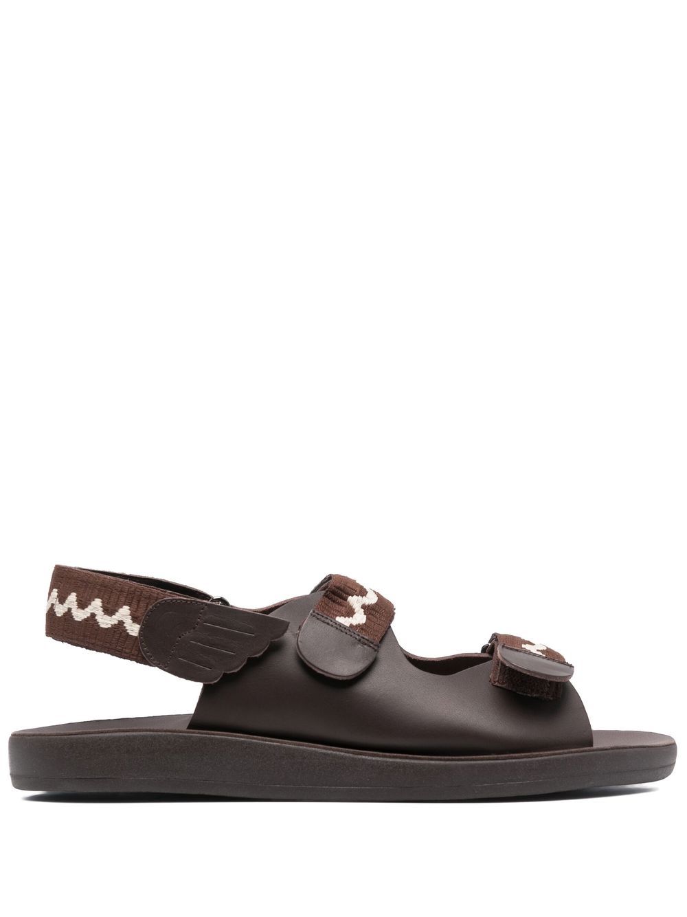 Ancient Greek Sandals Olympos 魔术贴皮质凉鞋 - 褐色