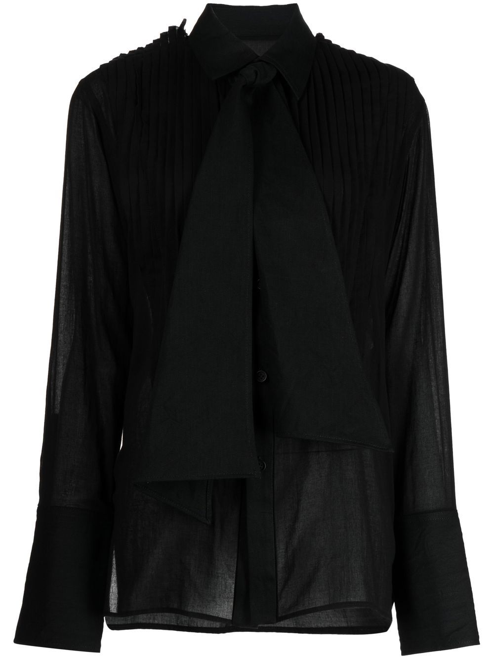 Yohji Yamamoto 蝴蝶结领罩衫 - 黑色