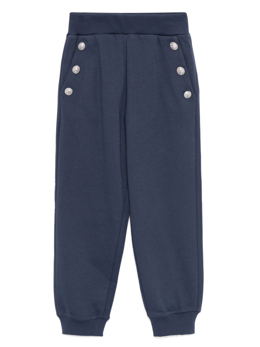 Balmain Kids 雕刻纽扣长裤 - 蓝色