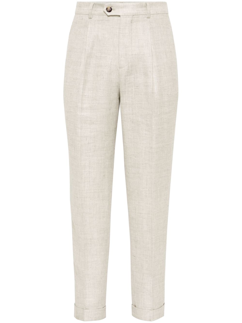 Brunello Cucinelli 竹节纹理长裤 - 中性色