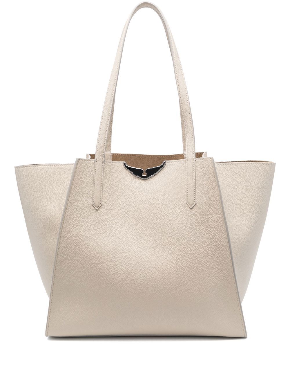 Zadig&Voltaire logo标牌皮质手提包 - 白色