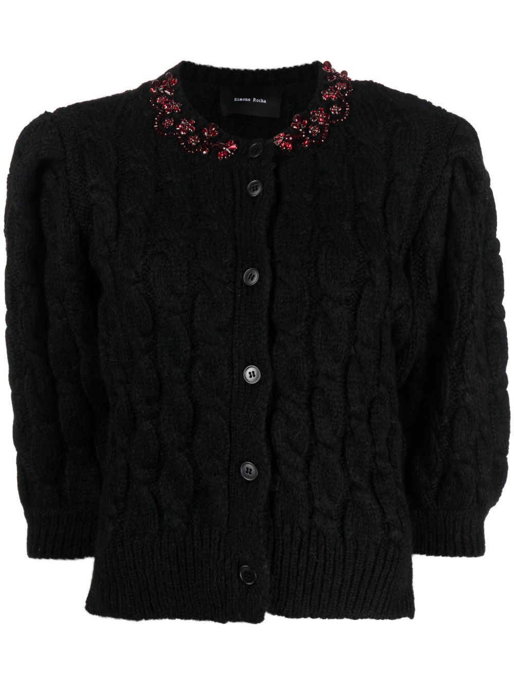 Simone Rocha 晶饰短款开衫 - 黑色