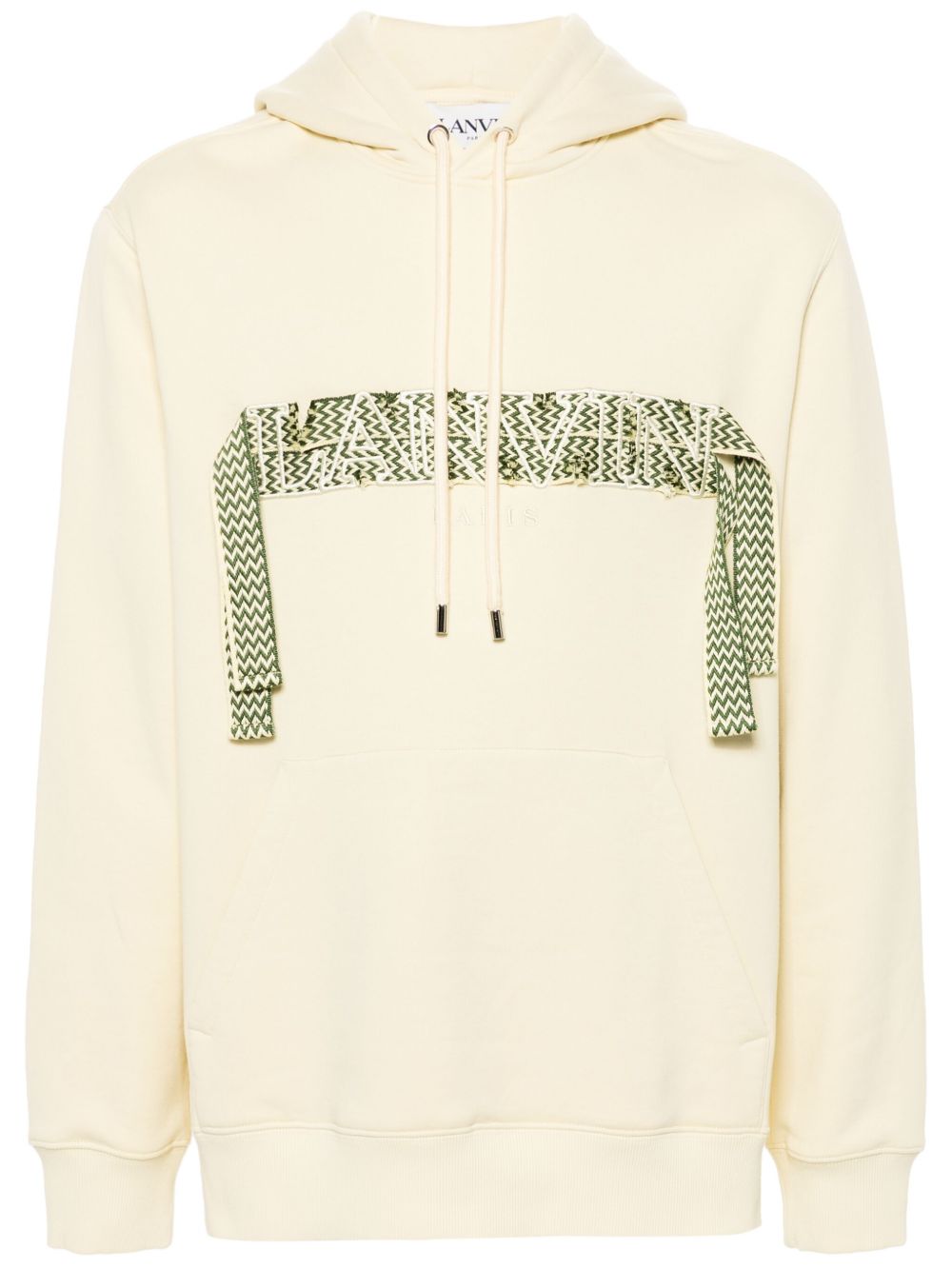 Lanvin logo刺绣棉连帽衫 - 黄色