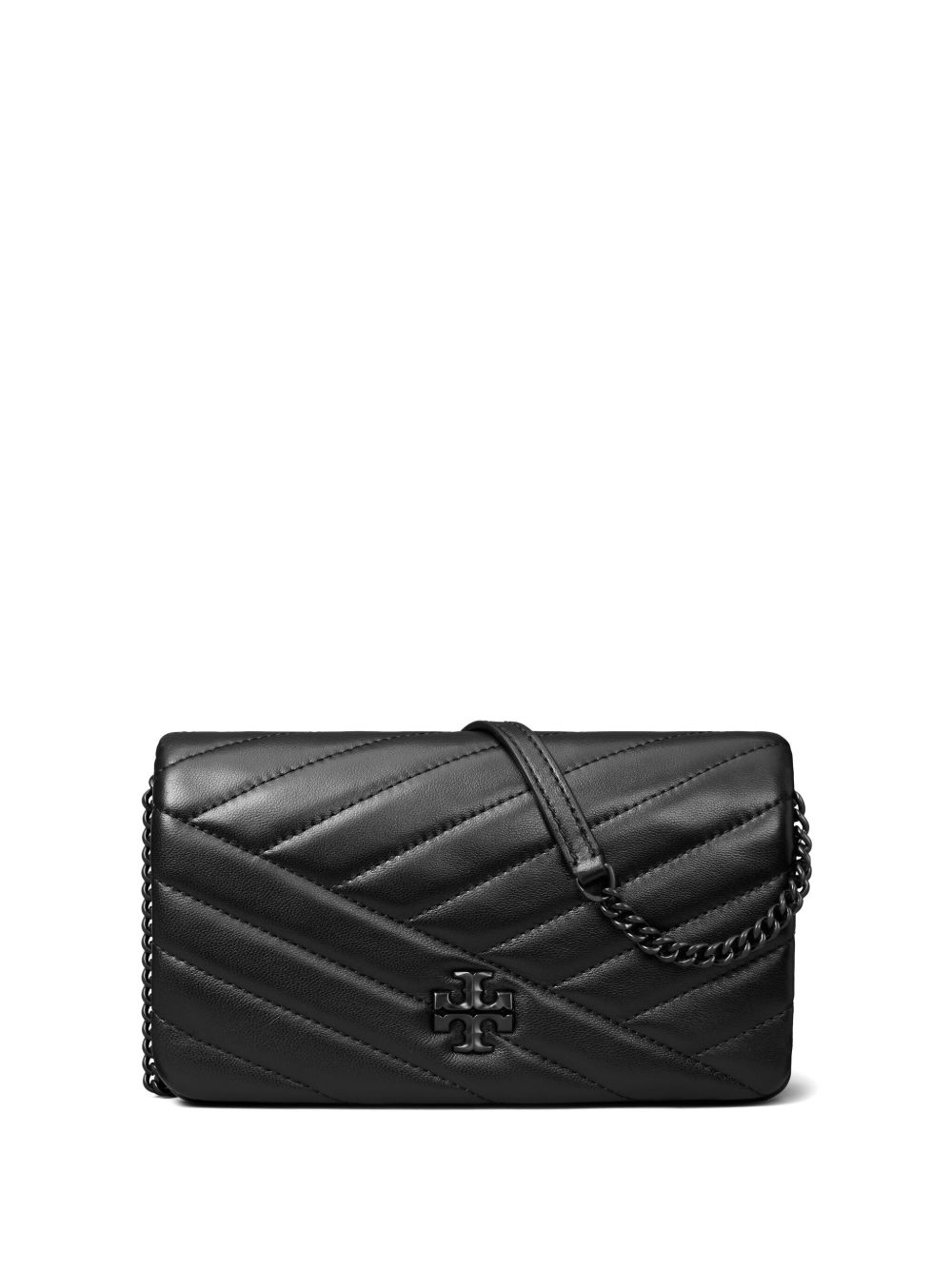 Tory Burch Kira Chevron Powder Chain 涂层钱包 - 黑色