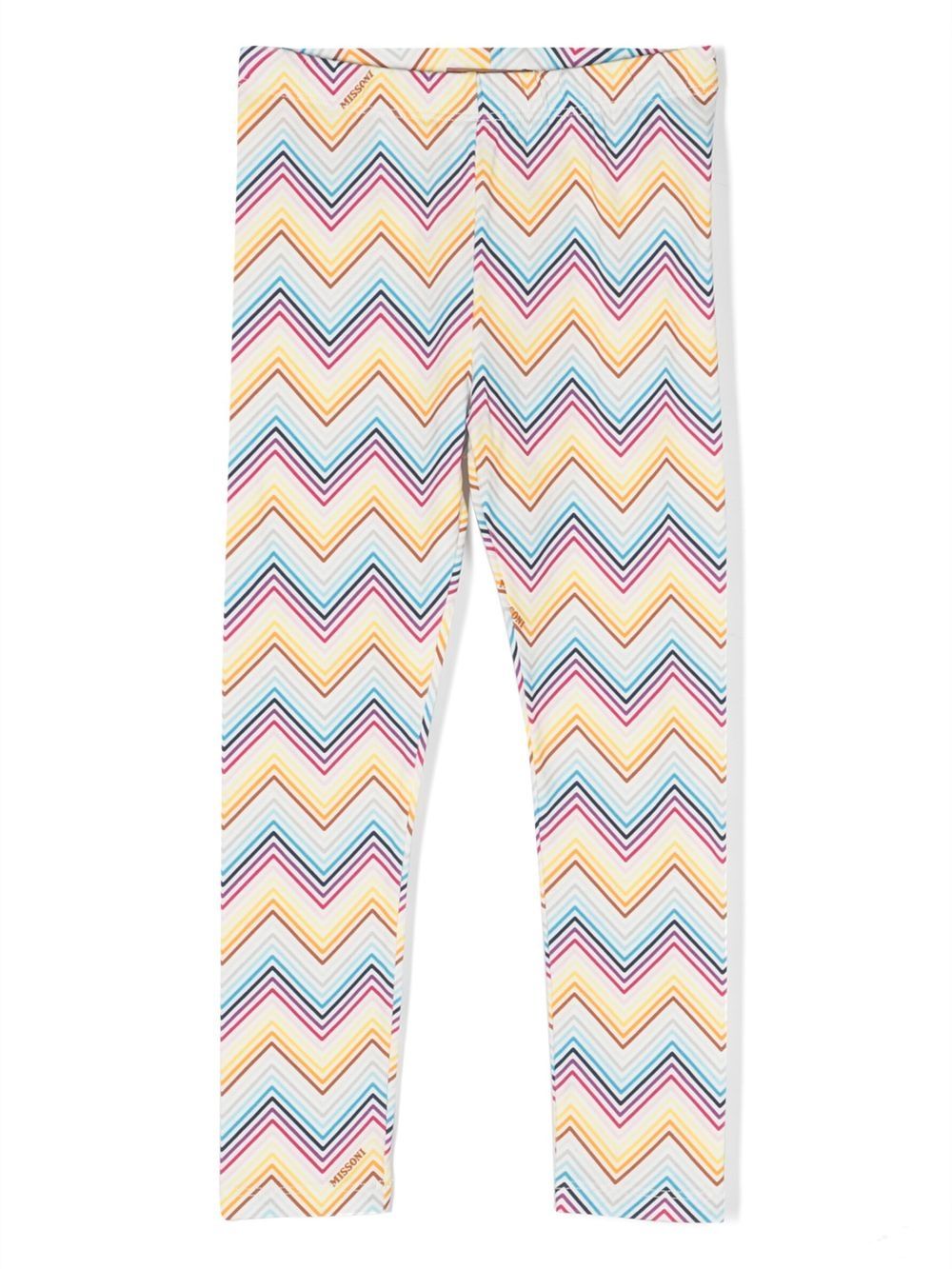 Missoni Kids 彩虹Z字形图案打底裤 - 黄色