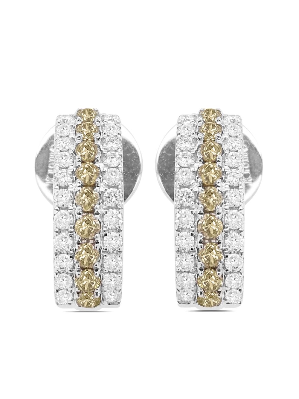 HYT Jewelry 18K白金钻石半圈形耳环 - 银色
