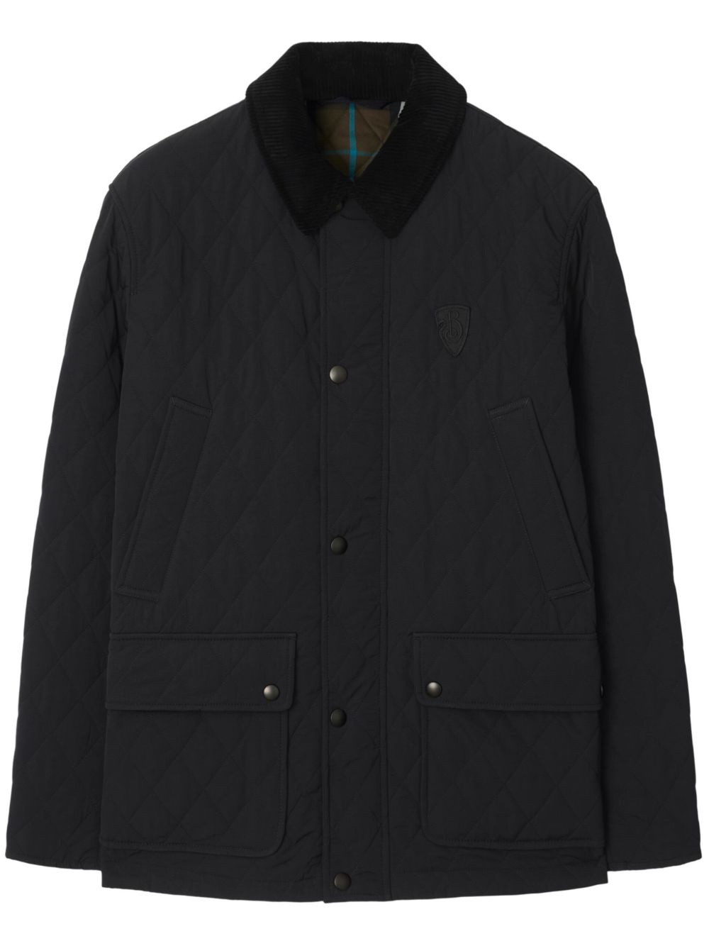 Burberry logo刺绣填充夹克 - 黑色