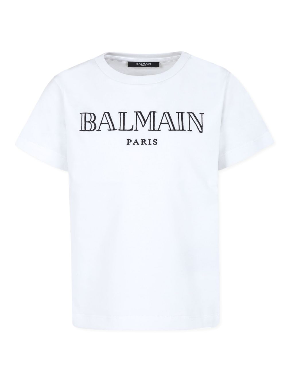 Balmain Kids logo刺绣棉T恤 - 白色