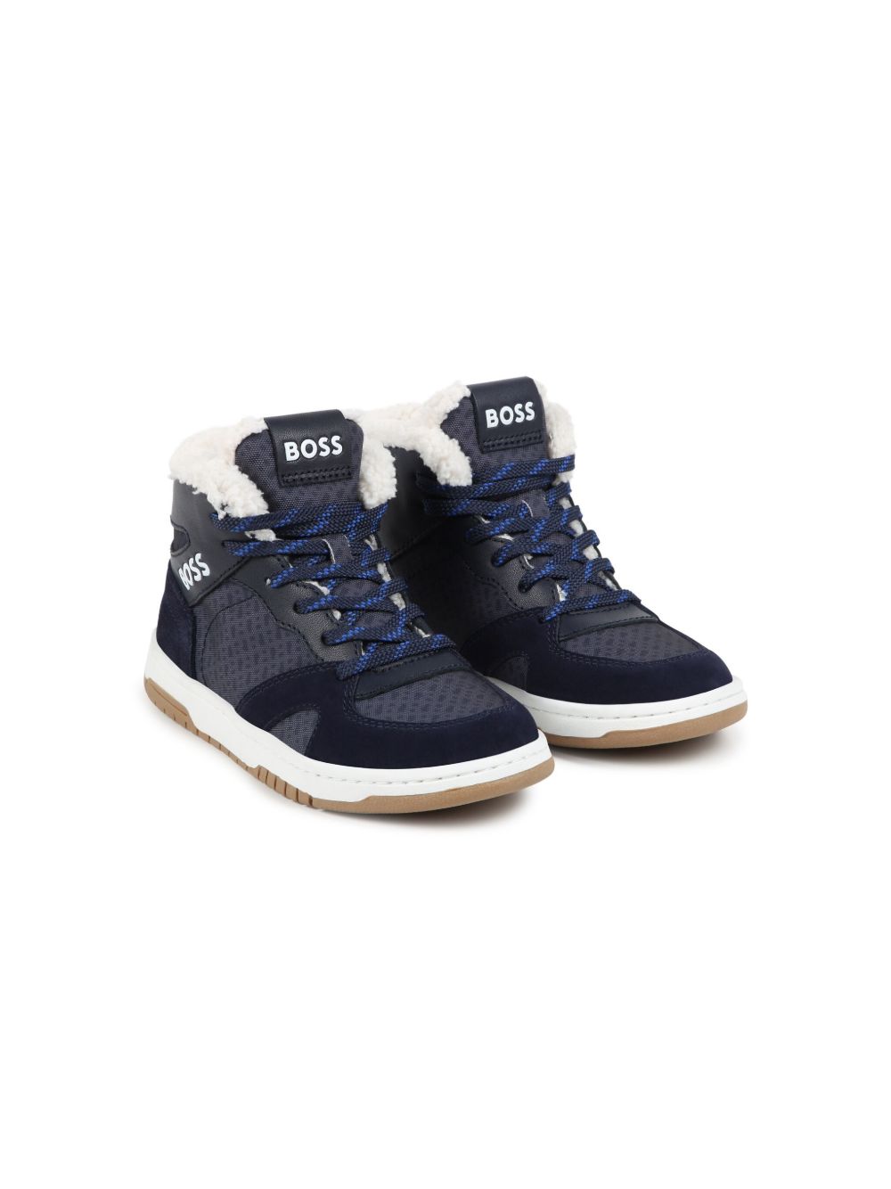 BOSS Kidswear logo印花高帮运动鞋 - 蓝色